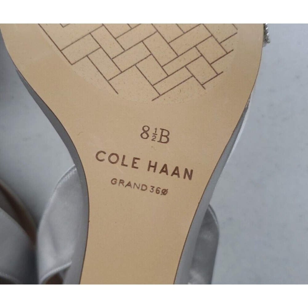 Cole Haan Josie Wedge Heel Sandals Crystal Gray Satin W30331 Women's Sz 8.5B NEW - Picture 8 of 11